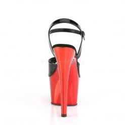 Pleaser Black/Red 7" Ankle Strap High Heels* Shoes 8 Pleaser Black/Red 7