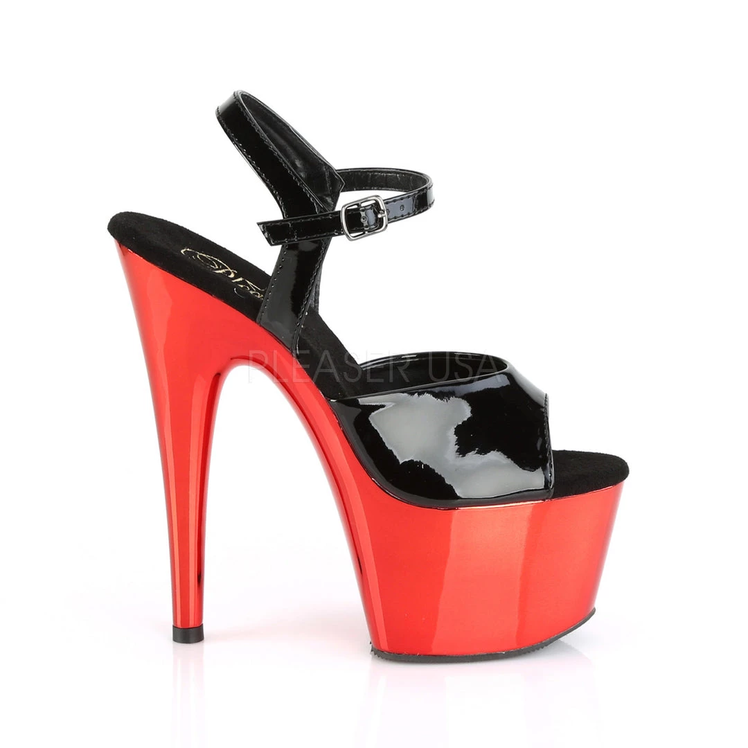 Pleaser Black/Red 7" Ankle Strap High Heels* Shoes 6 Pleaser Black/Red 7" Ankle Strap High Heels* Shoes