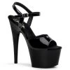Pleaser 7" Black Ankle Strap Heels W/ 2.8" Platform*