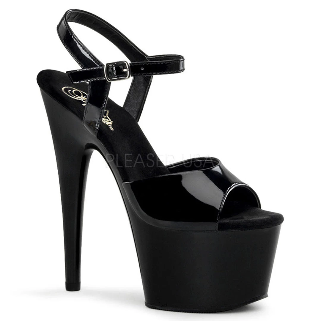 Pleaser 7" Black Ankle Strap Heels W/ 2.8" Platform* 3 Pleaser 7" Black Ankle Strap Heels W/ 2.8" Platform*