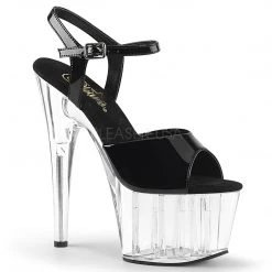 Pleaser Clr/Blk 7" Ankle Strap Platform High Heels*
