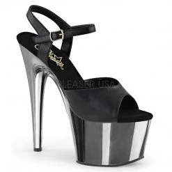 Pleaser Black/Silver 7" Faux Leather Pumps* Shoes