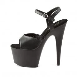 Pleaser Shoes 7" Black Faux Leather Stripper Heels*