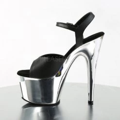 Pleaser Black/Silver 7" Faux Leather Pumps* Shoes