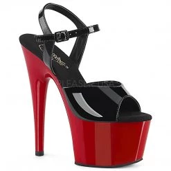 Pleaser Shoes Black/Red 7" Ankle Strap Heels*