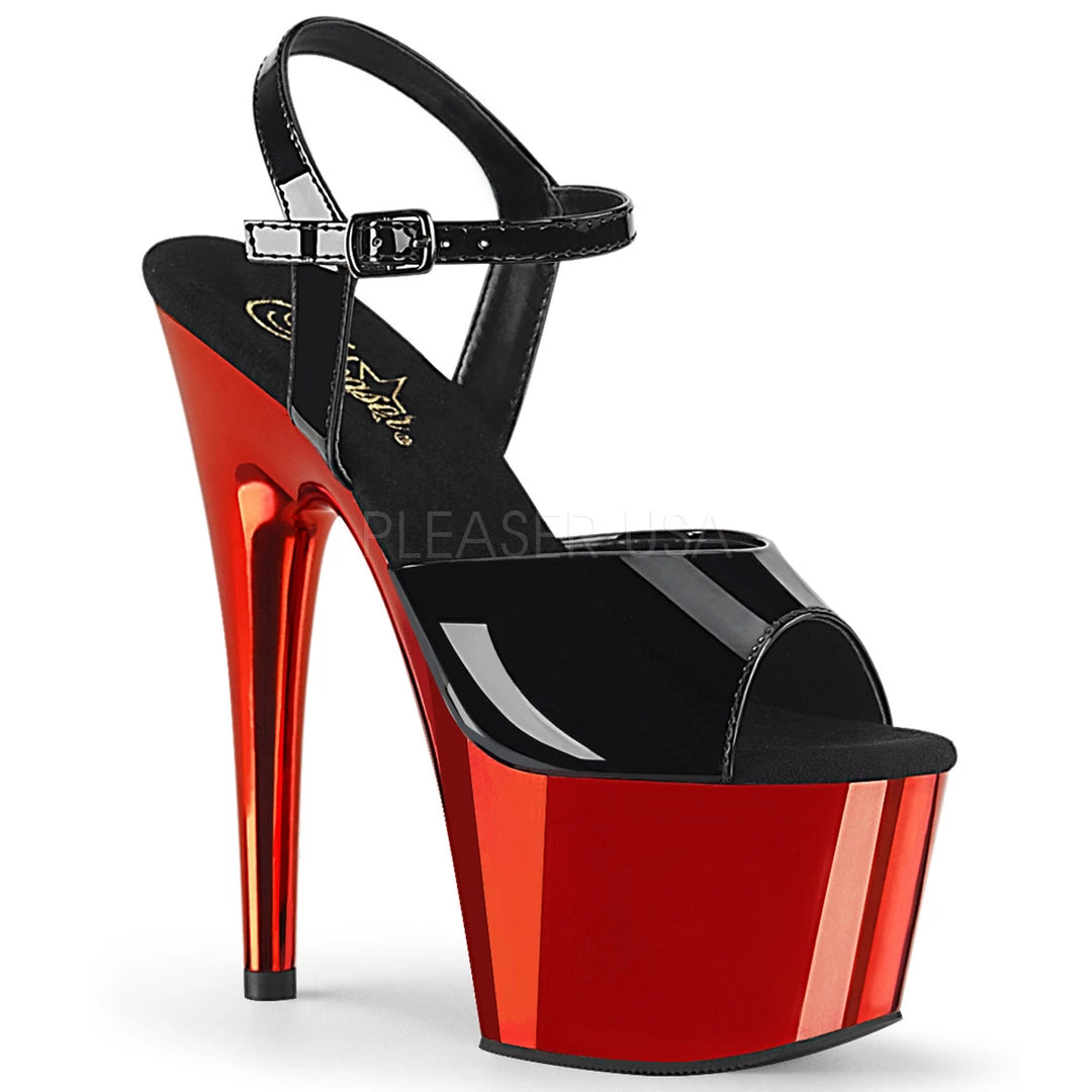 Pleaser Black/Red 7" Ankle Strap High Heels* Shoes 3 Pleaser Black/Red 7" Ankle Strap High Heels* Shoes