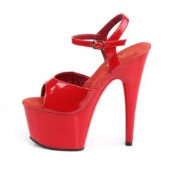 Pleaser 7" Heel Red Ankle Strap Platform Shoes*