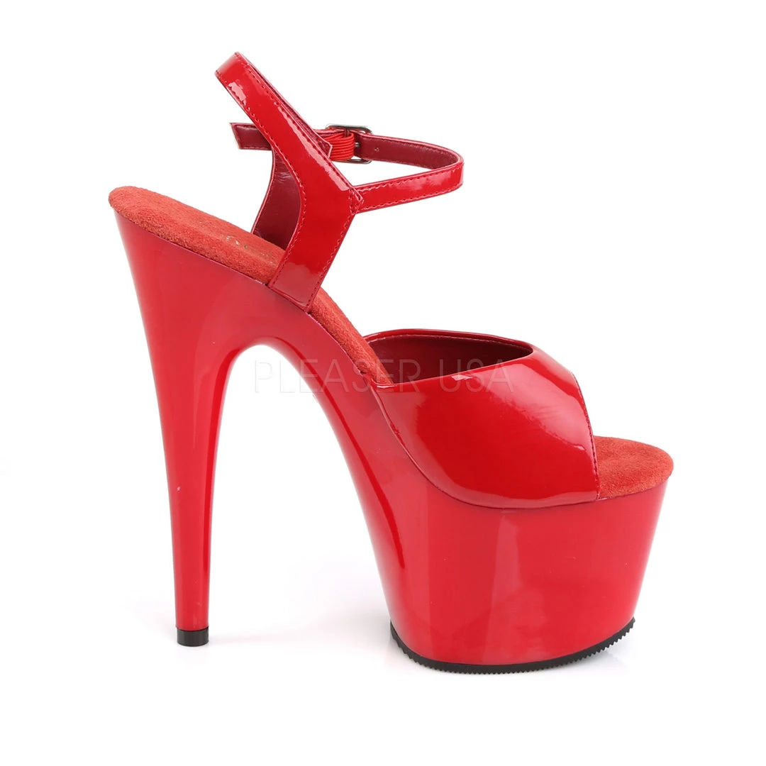 Pleaser 7" Heel Red Ankle Strap Platform Shoes* 6 Pleaser 7" Heel Red Ankle Strap Platform Shoes*