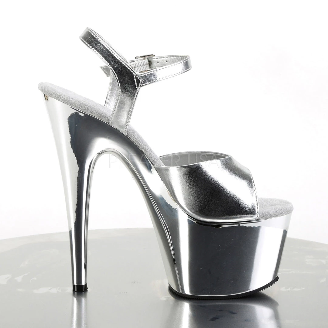 Pleaser Shoes Silver 7" Ankle Strap Heels* 6 Pleaser Shoes Silver 7" Ankle Strap Heels*
