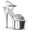 Pleaser Shoes Silver 7" Ankle Strap Heels*