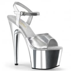 Pleaser Shoes Silver 7" Ankle Strap Heels*