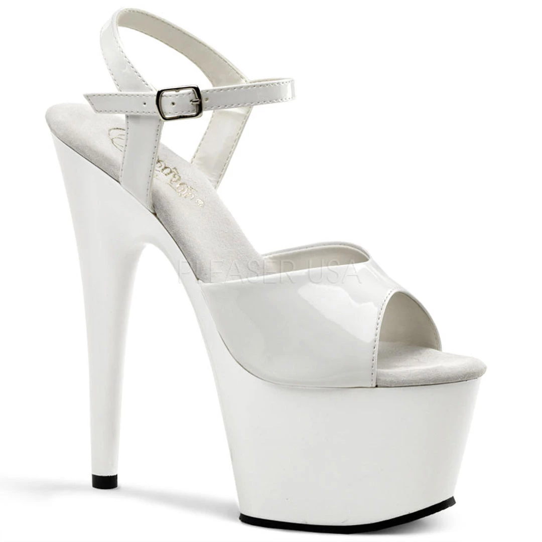 Pleaser White 7" Ankle Strap Heels* 3 Pleaser White 7" Ankle Strap Heels*