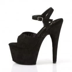 Pleaser Black 7" Ankle Strap Heels* 7 Pleaser Black 7
