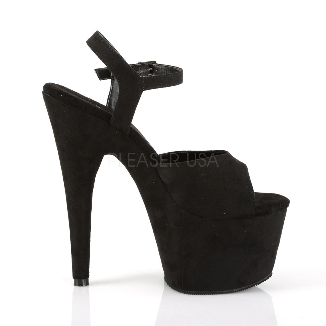 Pleaser Black 7" Ankle Strap Heels* 6 Pleaser Black 7" Ankle Strap Heels*