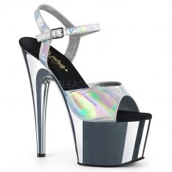 Pleaser Shoes Silver 7" Ankle Strap High Heels*