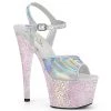 Pleaser Shoes 7" Heel Silver Glitter Ankle Strap Sandal Platforms* 1 Pleaser Shoes 7" Heel Silver Glitter Ankle Strap Sandal Platforms*