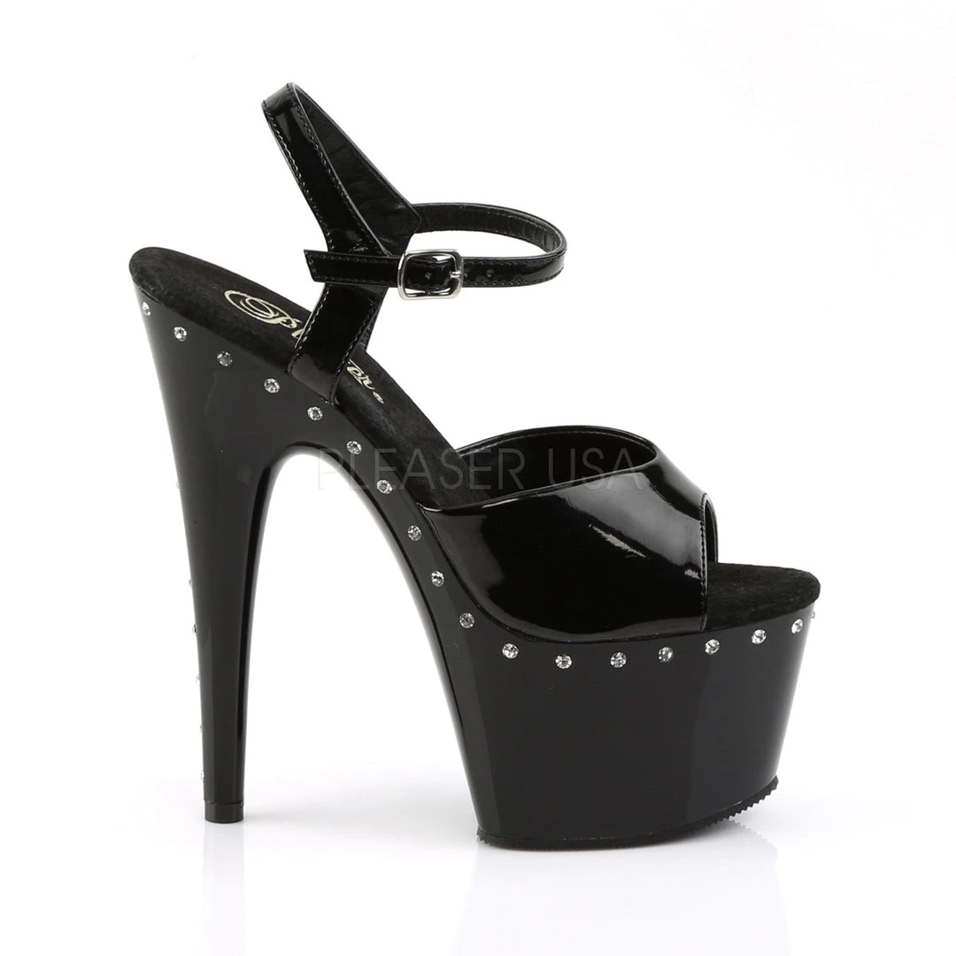 Pleaser Black 7" Ankle Strap High Heels* Shoes 6 Pleaser Black 7" Ankle Strap High Heels* Shoes