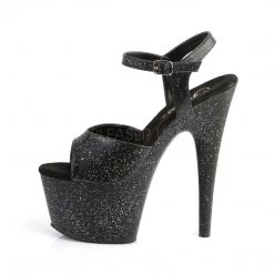Pleaser Shoes 7" Black Glitter Stripper Heels*