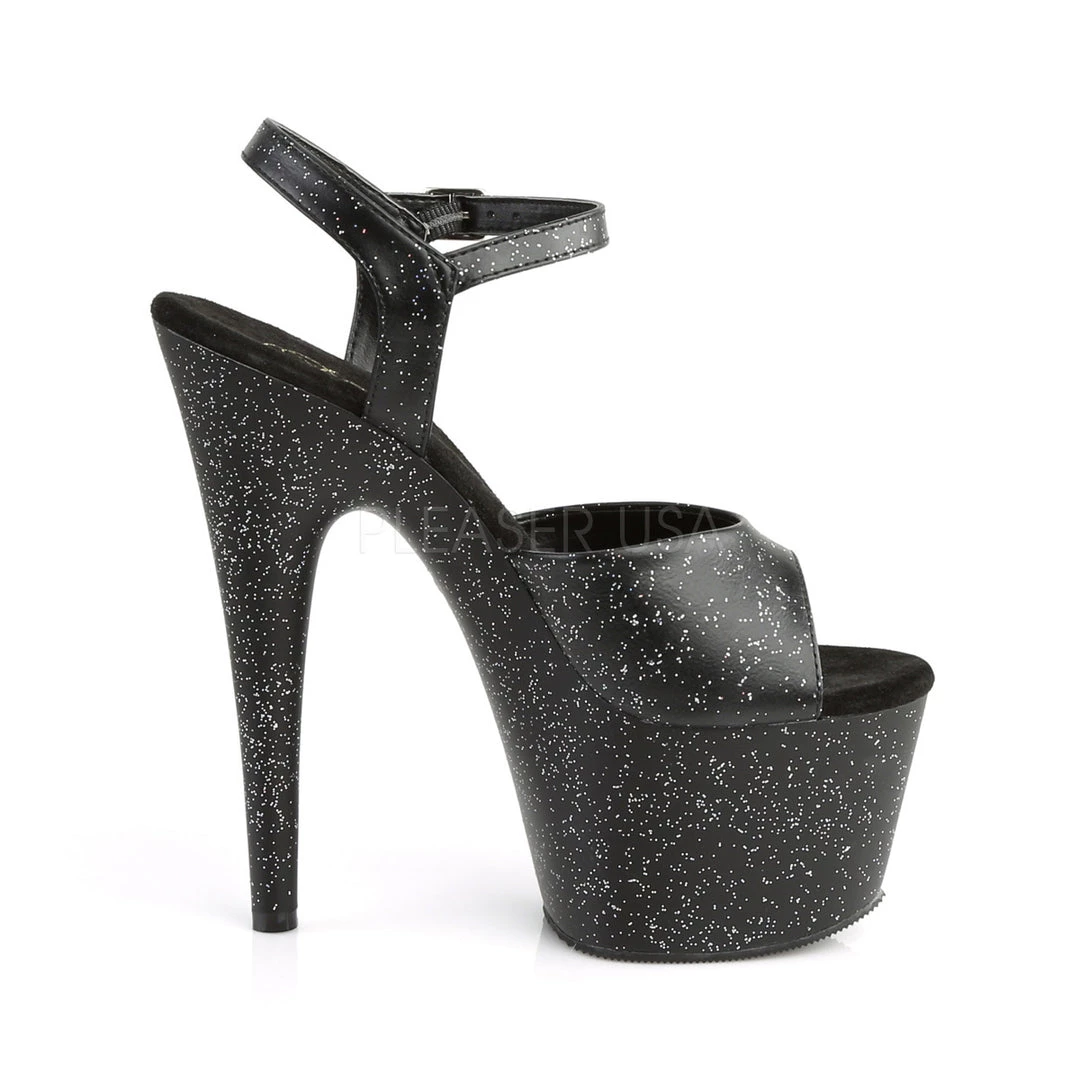 Pleaser Shoes 7" Black Glitter Stripper Heels* 6 Pleaser Shoes 7" Black Glitter Stripper Heels*