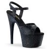 Pleaser Shoes 7" Black Glitter Stripper Heels*