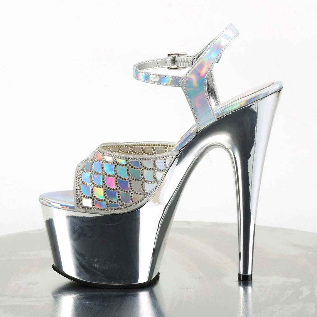 Pleaser 7" Heel Silver Ankle Strap Platform Shoes* 4 Pleaser 7" Heel Silver Ankle Strap Platform Shoes*