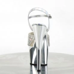 Pleaser 7" Heel Silver Ankle Strap Platform Shoes* 8 Pleaser 7