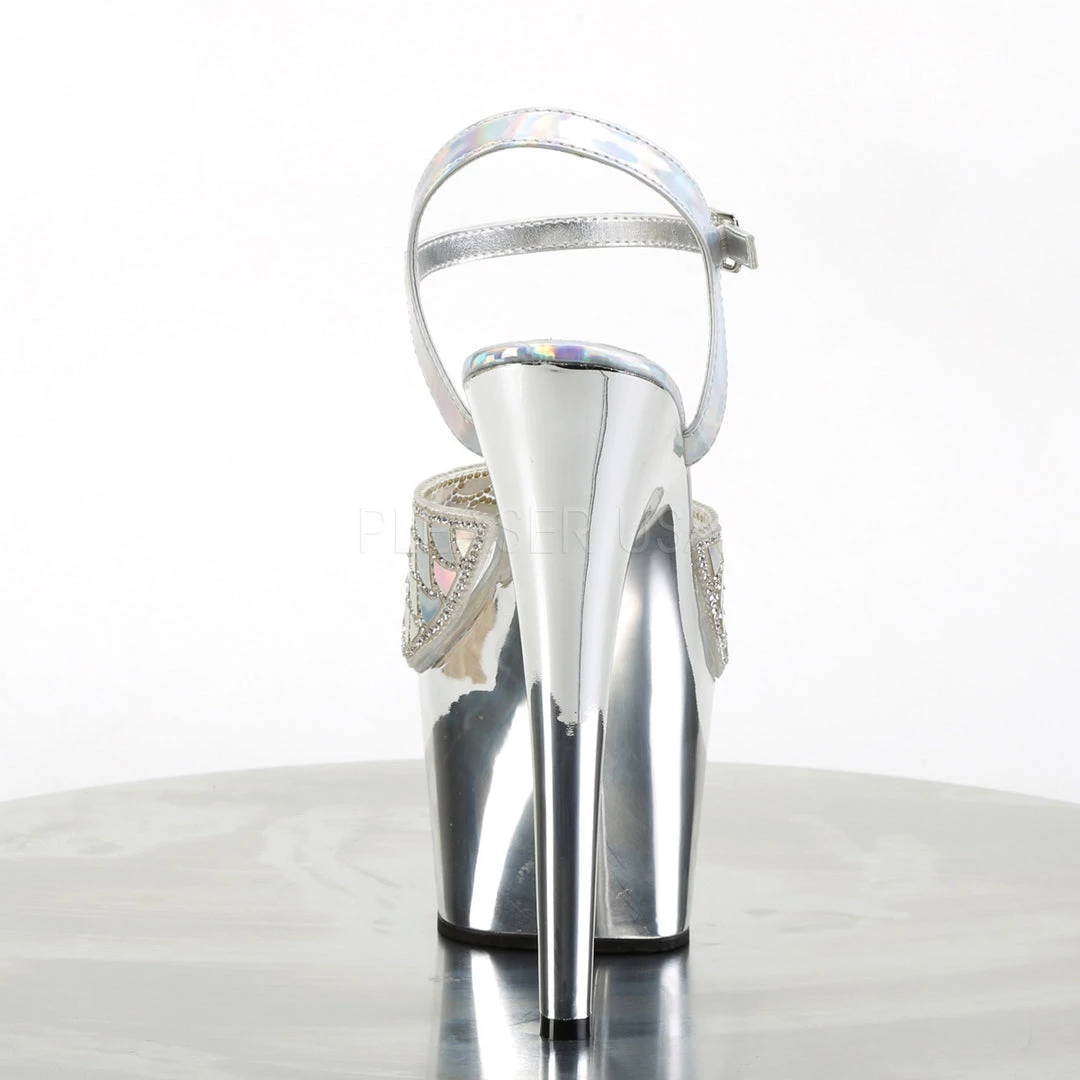 Pleaser 7" Heel Silver Ankle Strap Platform Shoes* 5 Pleaser 7" Heel Silver Ankle Strap Platform Shoes*