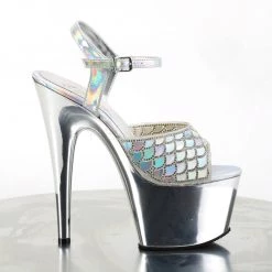 Pleaser 7" Heel Silver Ankle Strap Platform Shoes* 9 Pleaser 7