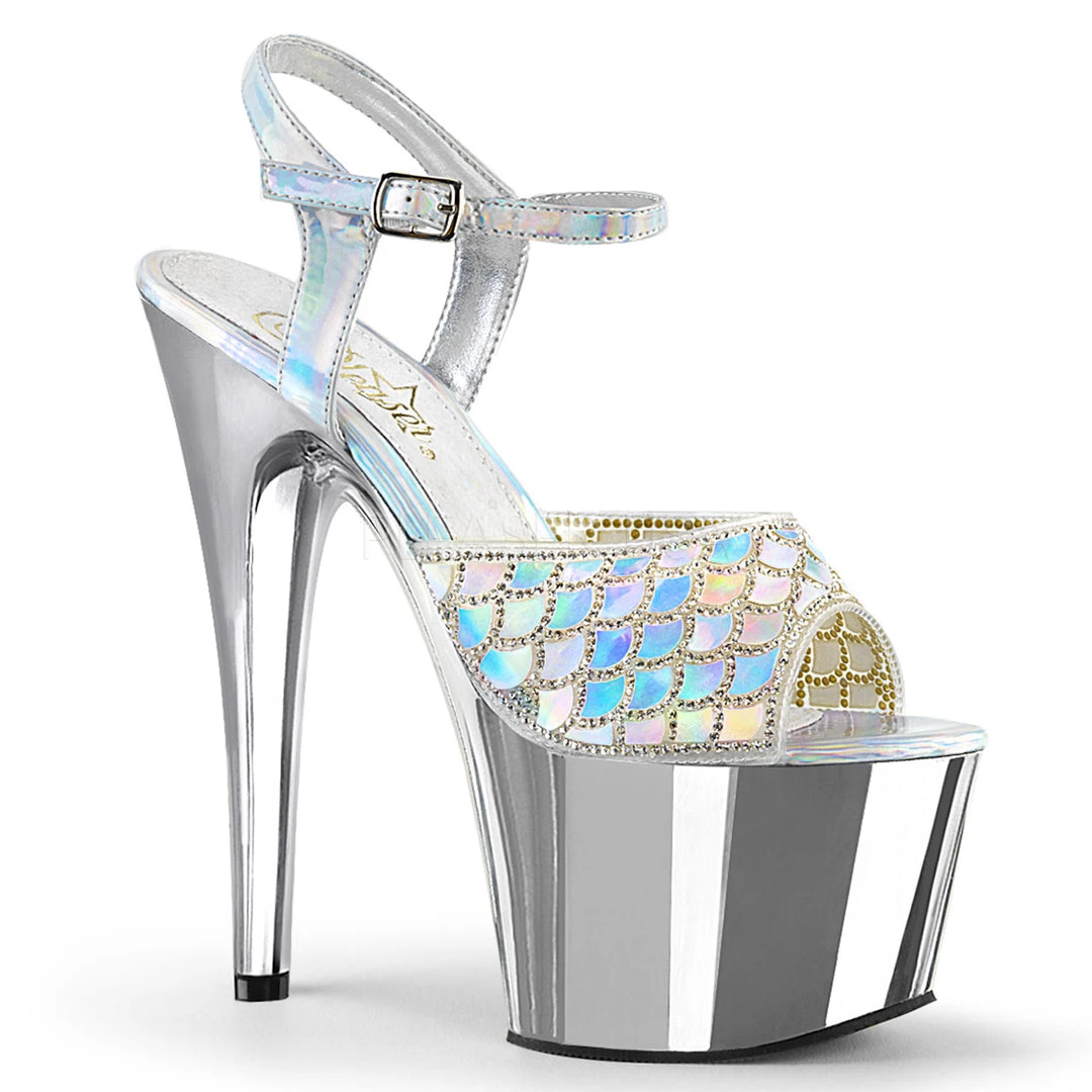Pleaser 7" Heel Silver Ankle Strap Platform Shoes* 3 Pleaser 7" Heel Silver Ankle Strap Platform Shoes*