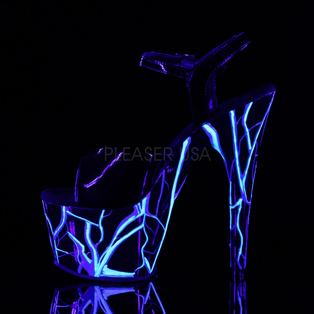 Pleaser Black/Blue 7" Ankle Strap Heels* Shoes 4 Pleaser Black/Blue 7" Ankle Strap Heels* Shoes