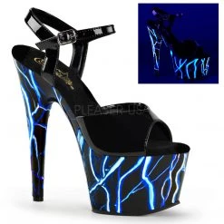 Pleaser Black/Blue 7" Ankle Strap Heels* Shoes
