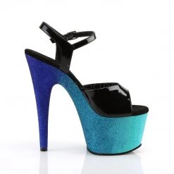 Pleaser Black/Blue 7" Glitter Heels* 9 Pleaser Black/Blue 7