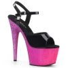 Pleaser Black/Hot Pink 7" Glitter Pumps* Glow In The Dark & Neon
