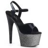 Pleaser Black/Silver 7" Glitter Pumps*