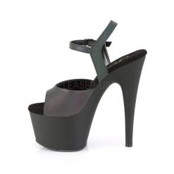 Pleaser Shoes 7" Heel Black/Green Ankle Strap Platforms*