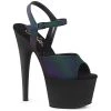 Pleaser Shoes 7" Heel Black/Green Ankle Strap Platforms*