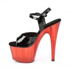 Pleaser 7" Black/Red Ankle Strap Stripper High Heels*