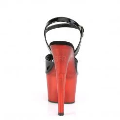 Pleaser 7" Black/Red Ankle Strap Stripper High Heels* 8 Pleaser 7