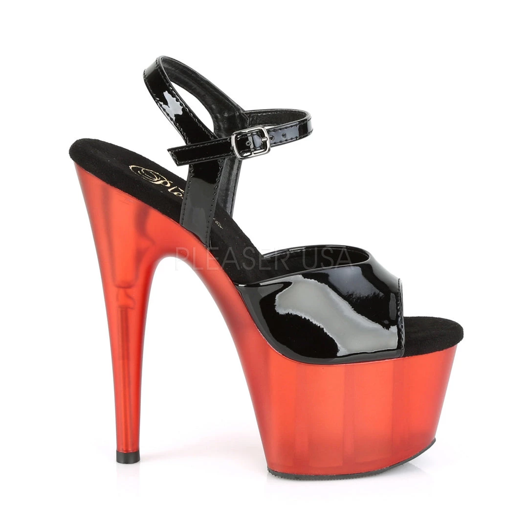 Pleaser 7" Black/Red Ankle Strap Stripper High Heels* 6 Pleaser 7" Black/Red Ankle Strap Stripper High Heels*