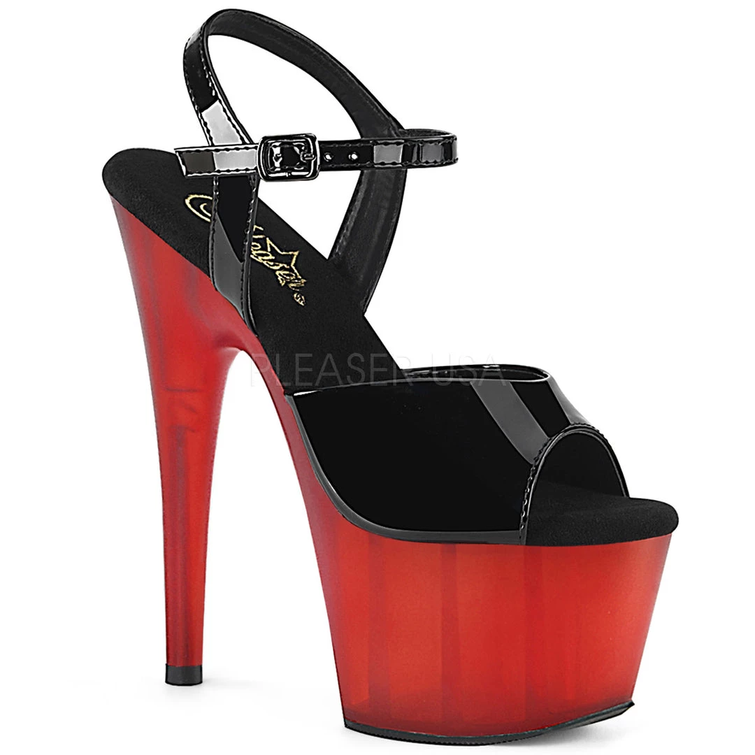 Pleaser 7" Black/Red Ankle Strap Stripper High Heels* 3 Pleaser 7" Black/Red Ankle Strap Stripper High Heels*