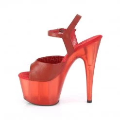 Pleaser 7" Heel Red Ankle Strap Faux Leather Platform Shoes*