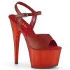 Pleaser 7" Heel Red Ankle Strap Faux Leather Platform Shoes*
