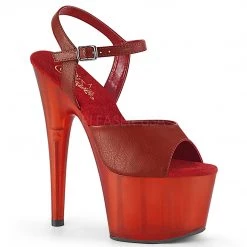 Pleaser 7" Heel Red Ankle Strap Faux Leather Platform Shoes*