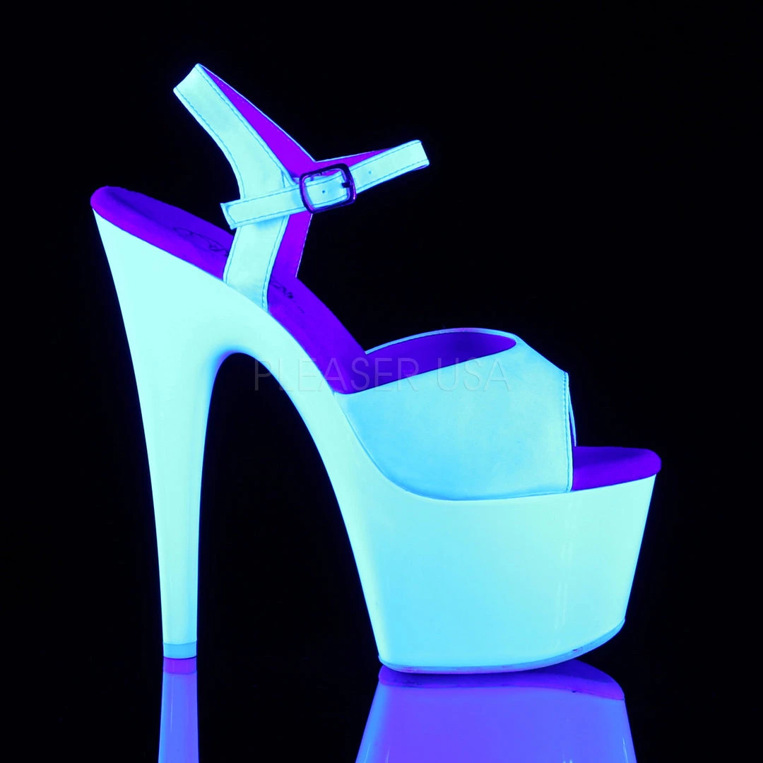 Pleaser 7" White Ankle Strap Stripper Heels* 6 Pleaser 7" White Ankle Strap Stripper Heels*