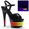 Pleaser Shoes Black/Multi Color 7" Ankle Strap Heels*
