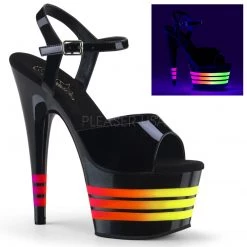 Pleaser Shoes Black/Multi Color 7" Ankle Strap Heels*