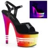 Pleaser Black/Multi Color 7" Ankle Strap High Heels*