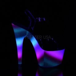 Pleaser 7" Black/Rainbow Glitter Platform Heels* Rainbow Clothing 9 Pleaser 7