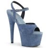 Pleaser 7" Heel Denim Ankle Strap Sandal Platform Shoes*