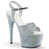 Pleaser 7" Silver Glitter Stripper Heels*